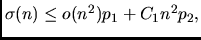 $\sigma(n) \le {o(n^2) p_1}+{C_1 n^2 p_2},$